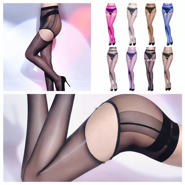 Damen Sexy Strapsstrumpfhose Offen Schritt Strümpfe Pantyhose Tights Reizwäsche