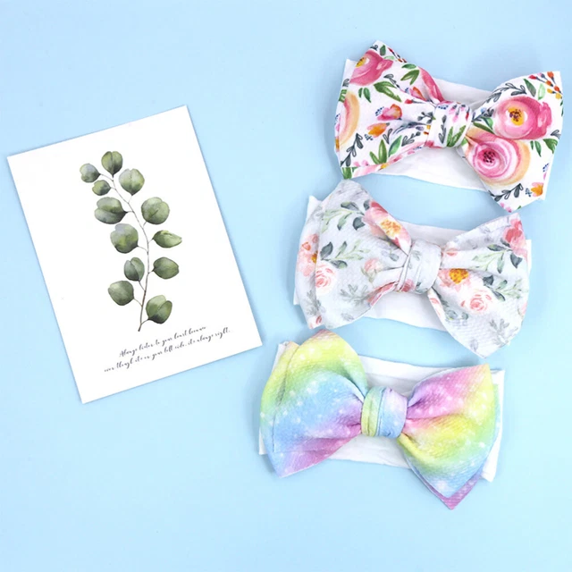 3 pezzi fasce per bambini fasce per bowknot fiocco morbido turbante fasce per