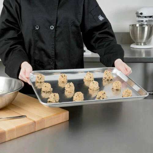 (6-Pack) 18" x 13" Half Size Aluminum Baking Bun / Sheet Pans - Wire in Rim