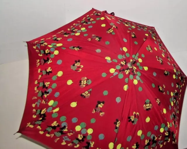 Early 1930s-40s Disney Parasol Cloth Childs Umbrella Mickey Mouse