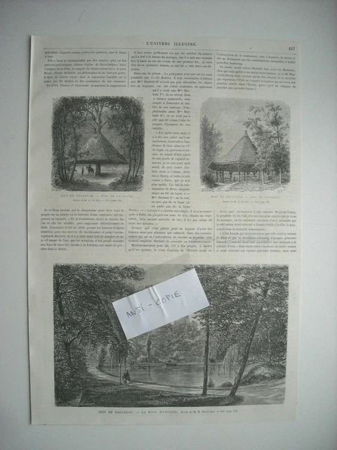 Gravure 1869. Les Promenades De Paris. Le Bois De Boulogne. Mare D’auteuil. Abri