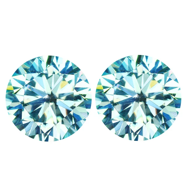 3.00 Ct IF  [2Pcs Pair]  Brilliant Round Cut 7.6 MM Greenish White Moissanite