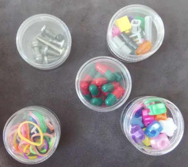 Kleine runde winzige klare Kunststoffpillen Pillen Perlen Lego Gläser/Wannen/Topf/Behälter