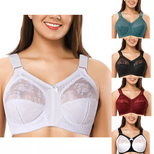Ladies Embroidered Lace Full Cup Bra Underwired Firm Hold Large Bosom Plus  Size