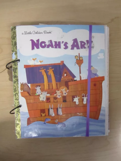 Handmade Golden Book Junk Journal -Noahs Ark, Upcycled Journal