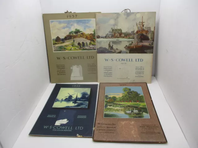 4 Antique Vintage W.S. Cowell LTD 1920's 1930's Calendars .. No Pads