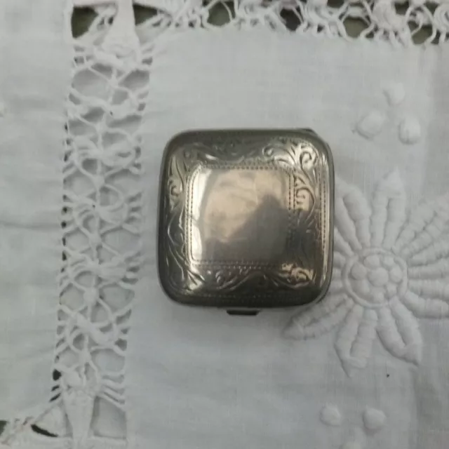 Antique Engraved Silver Plated Snuff Box Hinged Lid Early Victorian