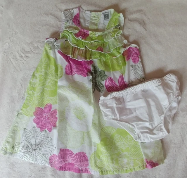 Carters baby girl sleeveless floral print dress with bottoms 6 month infant wear
