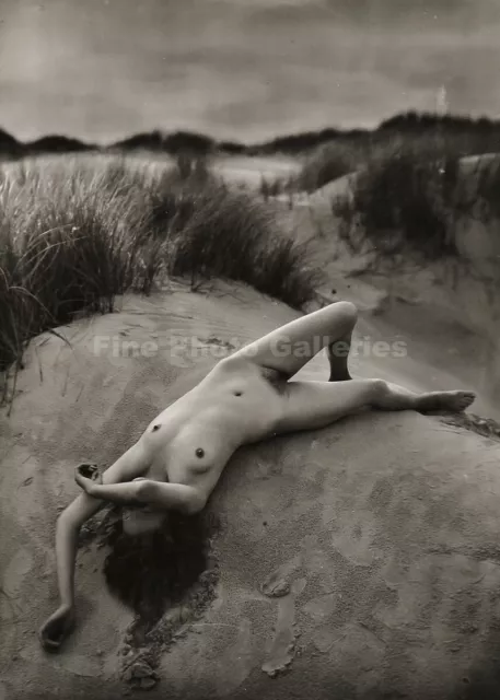 1925 Original MARCEL PAUL MEYS Female Nude Sand Dune Landscape Rare Silver Photo
