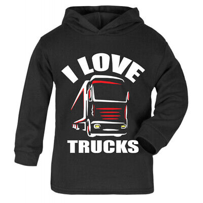I love Trucks black hoodie kids boy girl Trucker Lorry HGV