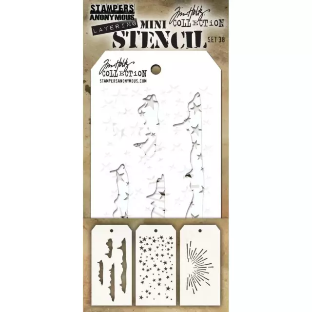 Tim Holtz Mini Layering Stencil Set 38 - 3 stencils burst/snowcap/falling stars