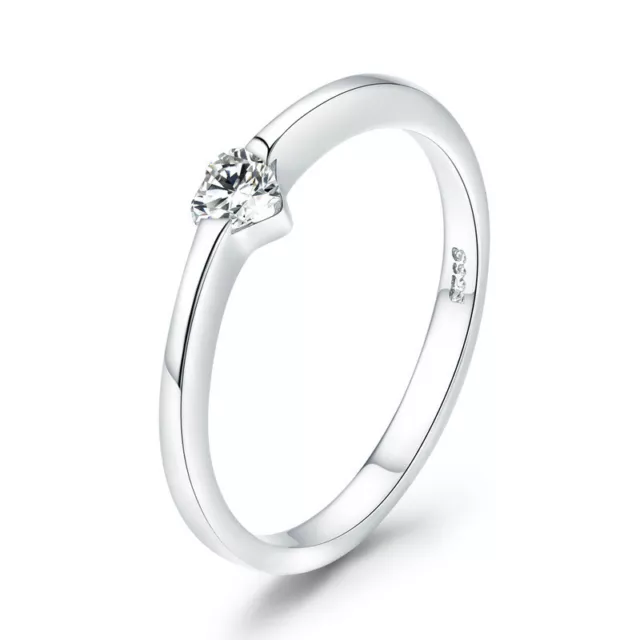 Women Simple Grace Authentic 925 Sterling Silver Minimalist Wedding Ring Size6-9