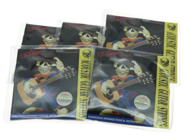 5 Pack Alice Stainless Steel Folk Acoustic Guitar Strings Light Tension 012-053