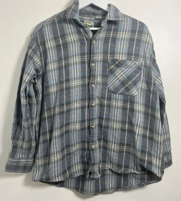 Deer Creek Mens Size Large Checked Casual Flannel Shirt Grey / Blue