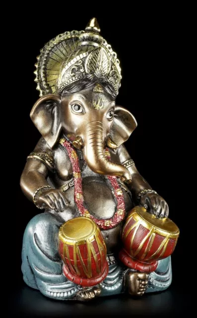 Pequeño Ganesha Figura Musizierend Con Tabla - Buda India Estatua