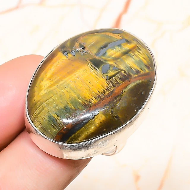 Tiger Eye Gemstone Handmade Gift Jewelry Ring Size 6.5 J462