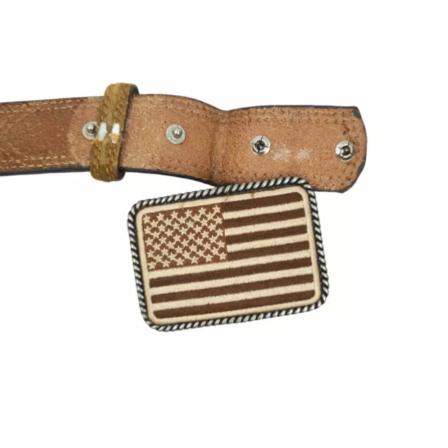 ARIAT DIGITAL CAMO Belt Removable Flag Buckle Sz 40 Brown Leather ...