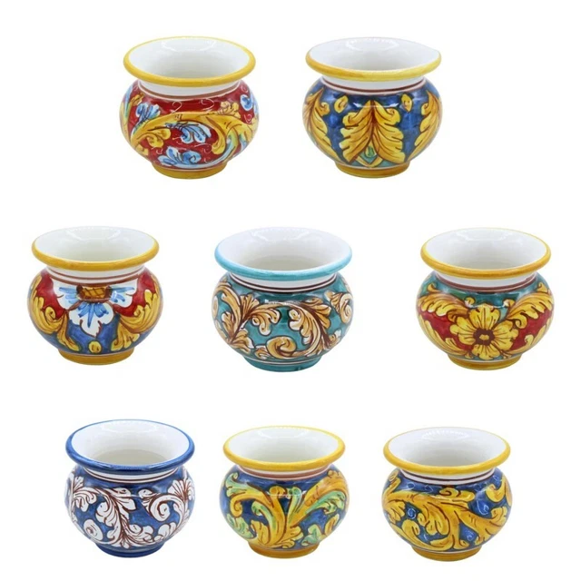 Cachepot Vaso per piante in ceramica Caltagirone, h 8 e Ø 9 cm (1pz) con diverse