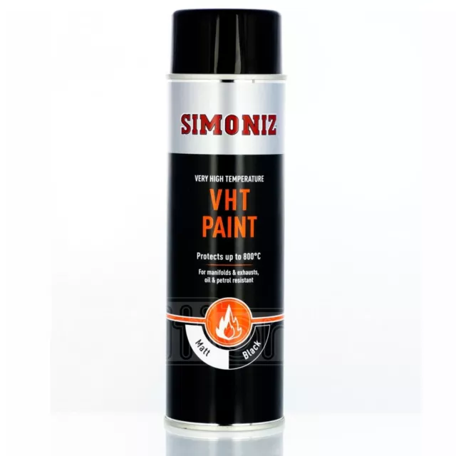 Simoniz VHT Matt Black Paint Very High Temperature Car Spray Aerosol Can 500ml