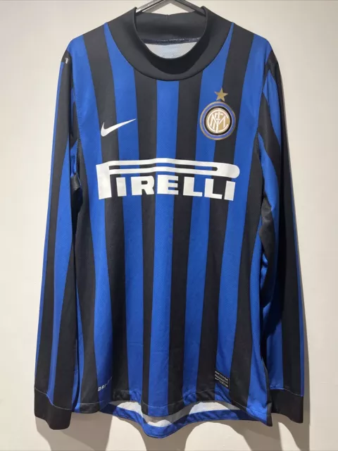 Inter Milan 2011/12 Home Football Shirt Long Sleeve Mock Neck Nike Mens Medium
