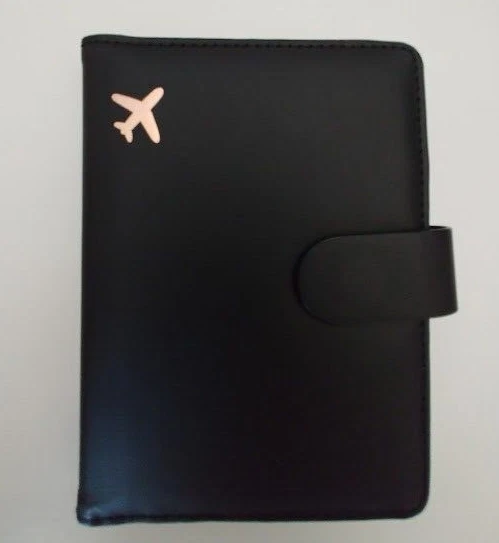 CNYCMY Passport Vaccine Card Holder Wallet, Black PU Leather Travel NWOT