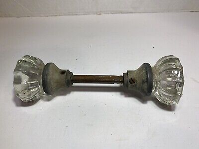 Antique Crystal Glass 12 Point Door Knob Set With Spindle
