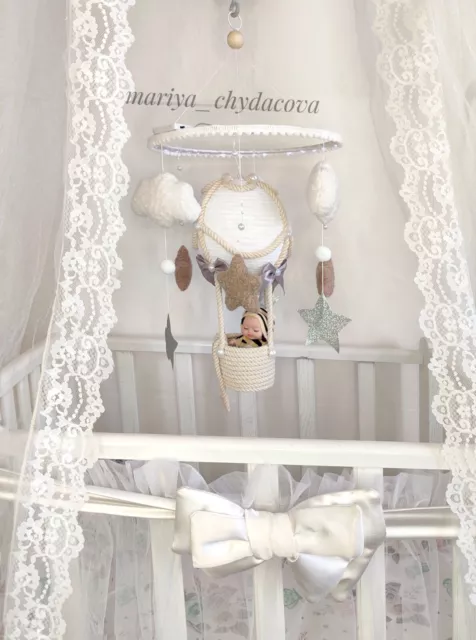 Mobile for crib with balloon and baby,Charming Baby Shower Mobile,Crib Mobile
