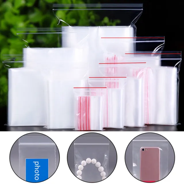 100pcs Small Food Storage Bag Resealable Clear Plastic Seal Press Bags Pouch New