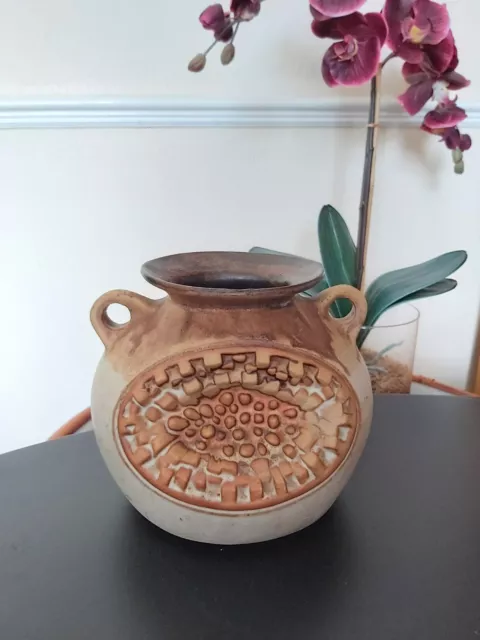 Mid Century Regal Steinzeug Urne Keramik Vase gebräunter Effekt & Griffe Studio