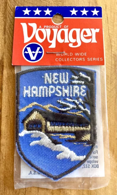 Vintage *New Hampshire* Voyager State Patch Embroidered Covered Bridge Winter