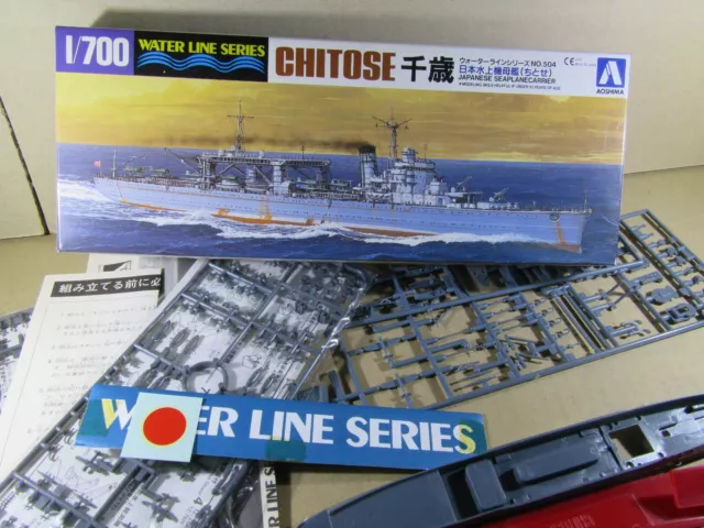 191S Aoshima 504 Bateau Porte-hydravions japonais Chitose + Boite 1:700 Maquette