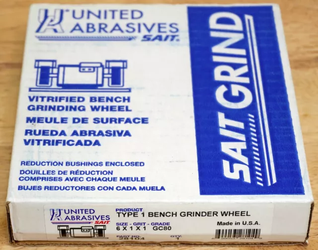 United Abrasives/SAIT 28104 GC80 Type 1 Bench Grinder Wheel 6x1x1