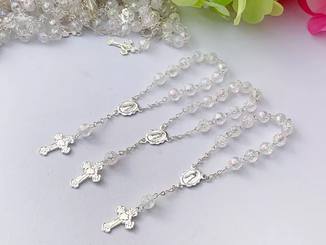 100 Mini Rosary Silver Tone/Baptism  Favors/Recuerdos De Bautizo/communion Favor