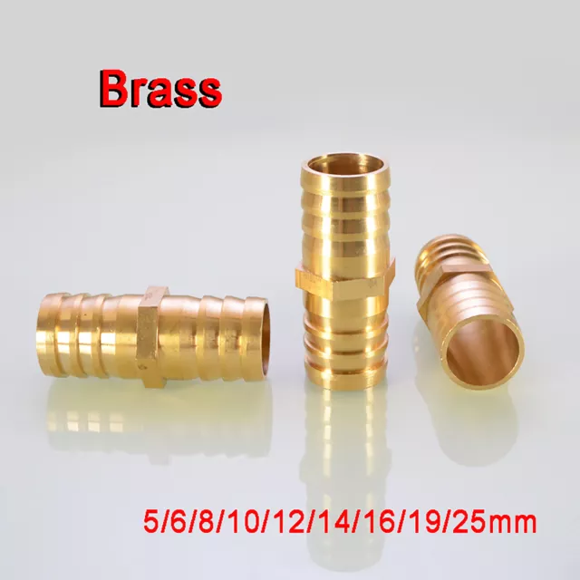 5mm-25mm Metal Brass Straight Hose Joiner Barbed Connector Air Fuel Water Pipe