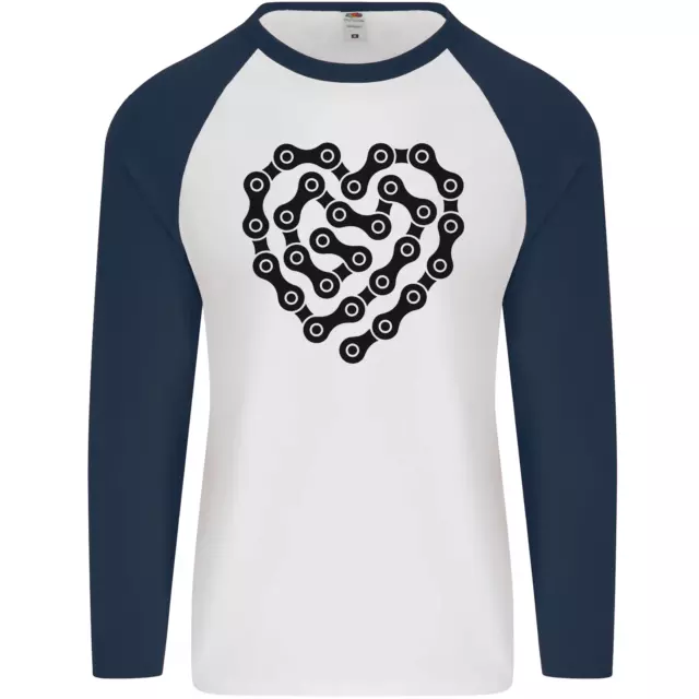 Coeur Vélo Chaîne Cyclisme Motard Moto Mens L/S Baseball T-Shirt 2