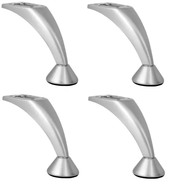 4x Pie de Mueble 122MM Patas la Mesa para Base Armario Plata Mate Sofá