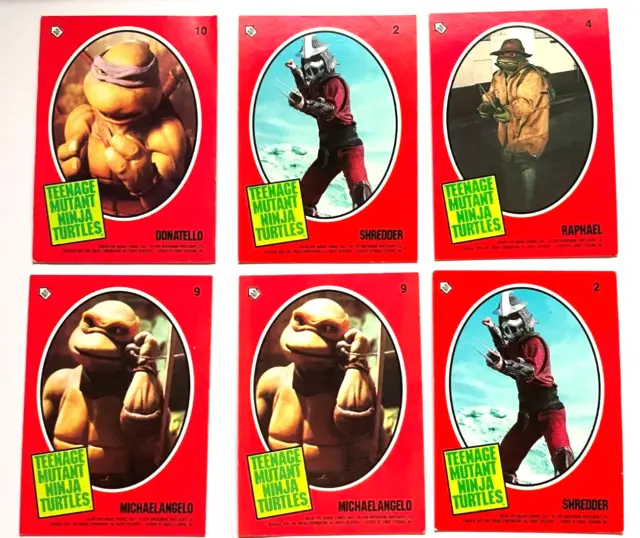 LOT x6 Teenage Mutant Ninja Turtles: The Movie (1990) STICKER Trading Cards TMNT