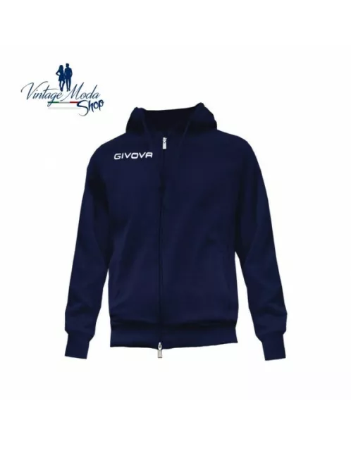 Givova Felpa King Zip Intera Con Cappuccio Uomo Ragazzo Sportiva Ginnastica Alle