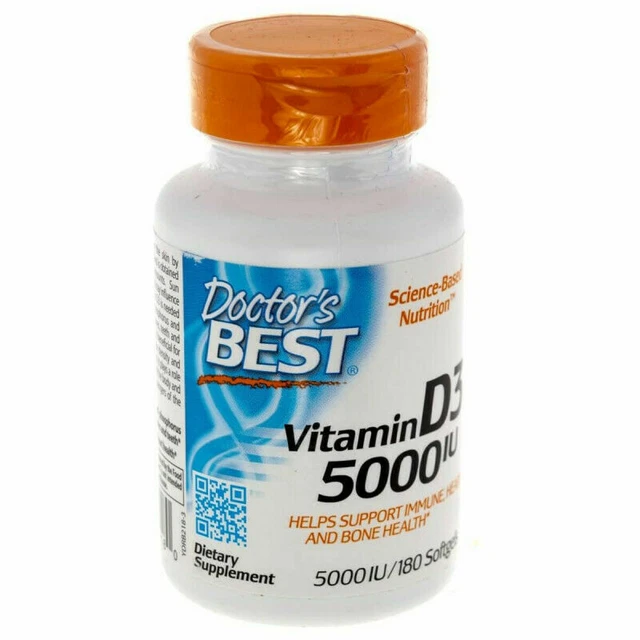 DOCTOR'S BEST, BEST Vitamin D3, 5000 IU, 180 Softgels, Doctors Best