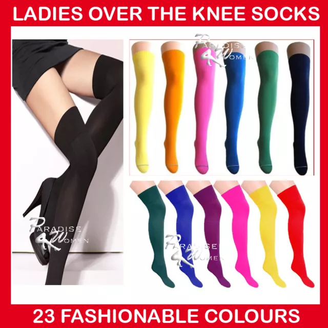 LADIES OVER THE KNEE SOCKS - 22 Colours -made by tights fabric