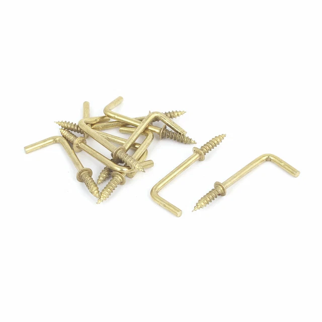 39mm x 14mm L Shaped Shoulder Screw Dresser Dress Cup Hook Hanging Hanger 10PCS
