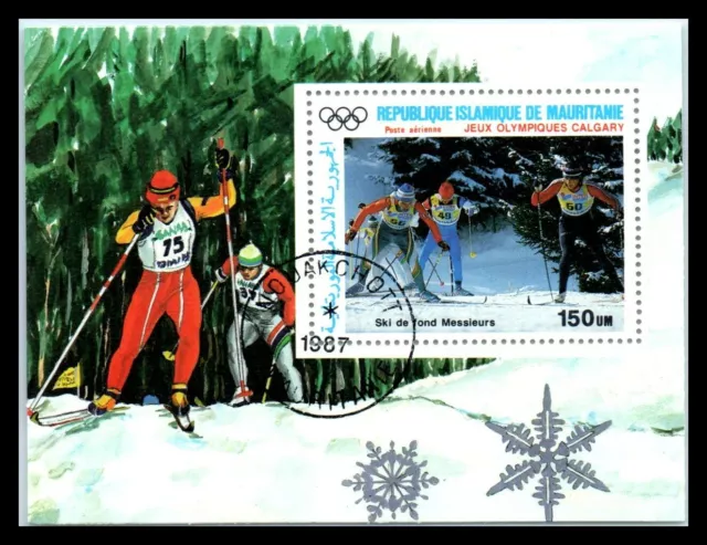 1987 MAURITANIA Souvenir Sheet - Winter Olympic Games - Calgary, Canada 1988 N1