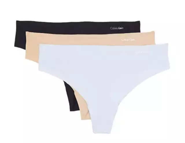 Calvin Klein A3628 Womens Invisibles 3 Pack Thong Size Small