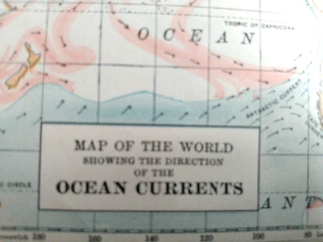 MAP OF THE World Ocean Currents SMALL Antique Book Plate folded 1901 £4 ...