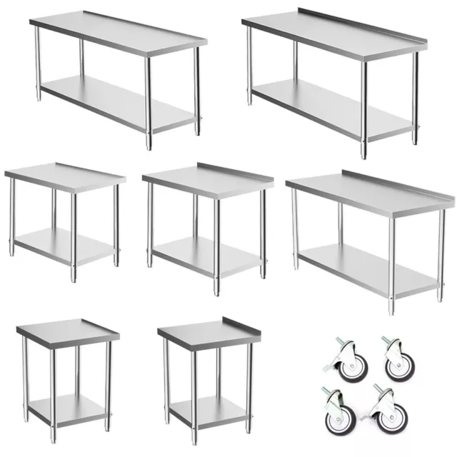 Commercial Catering Table Stainless Steel Work Bench Kitchen Food Shelf Storage