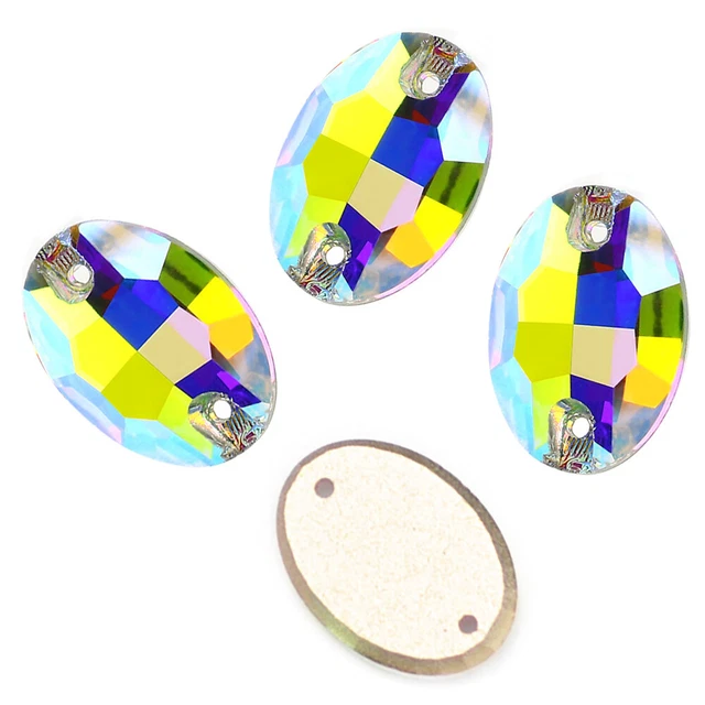 Glass Crystal AB Oval Loose Sew On FlatBack rhinestones Sewing strass crystals