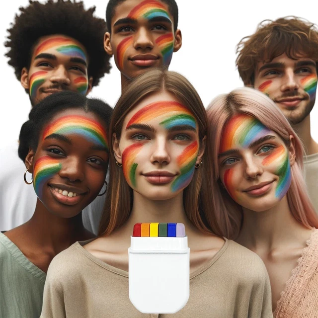Peinture Visage Rainbow Gay Pride - Multi-Lignes - Parfaite Pour Marches Et Événements - Facile à Appliquer