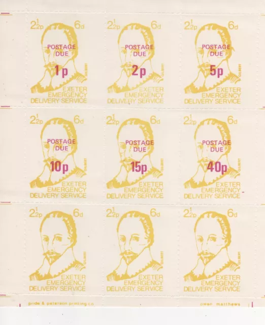1971 Poststreik "Francis Drake" Portogebühren Blatt Etiketten