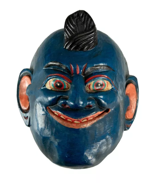 Mask Joker -ritual Shamanic Tibetan Protector Blue- Himalaya Nepal -9468