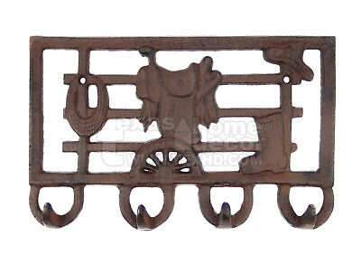Saddle Stand Key Rack Wall Hooks Coat Hanger Cast Iron Western Antique Style